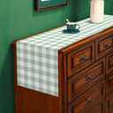 Sage Green Gingham Party Table Runner Green and White Checkered Plaid Decorations for Birthday Bridal Baby Shower Home Dining Kitchen Island Decor (13" x 108")