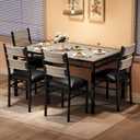 Garvee Wood Dining Table Set for 4 with Upholstered Chairs, Kitchen Table Chairs Set of 4 with Corner Protector, Dining Room Table Set for 4, for Kitchen, Apartment, Retro Gray
