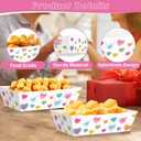 50 Pcs Valentines Paper Food Trays, Disposable Conversation Heart Serving Tray Valentine's Decorations, Love Holder Snack Food Boats, Popcorn Hot Dog Container for Wedding Birthday Party Supplies