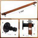 Wood Handrails, Indoor Non-Slip Staircase Handrail,Retro Rustic Wall Mount Railings Handrails, Home Loft Corridor Support Rod,Industrial Pipe Support, Easy to Install (Dark Wood, 4FT)