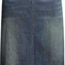 Long Denim Skirt for Women Casual A-Line Denim Maxi Skirt Stretch High Waisted Jean Skirt with Pocket Blue, Vintage XL