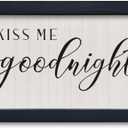 Comurdyo Love Theme Always Kiss Me Goodnight Sign 16"6" Romantic Couple Small Wood Frame for Framed Modern Farmhouse Master Bedroom Above bed Plaque Horizontal Wall Art Decor (Black)