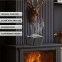 Enameled Cast Iron Wood Stove Steamer, Elk Fireplace Humidifier, 2.7 Quart Capacity, Matte Exterior with Glossy Interior, Wood Stove & Fireplace Accessories for Decoration, Holiday &