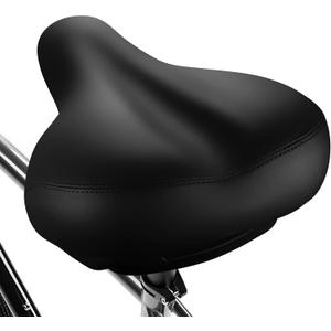 Xmifer Oversized Bike Seat, Comfortable Bike Seat - Universal Replacement Bicycle Saddle - Waterproof Leather Bicycle Seat with Extra Padded Memory Foam - Bicycle Seat for Men/Women (Black)