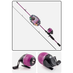 Reel and 2-Piece Fishing Rod Combo - READY 2 FISH R2F4 JUST ADD BAIT PURPLE SC