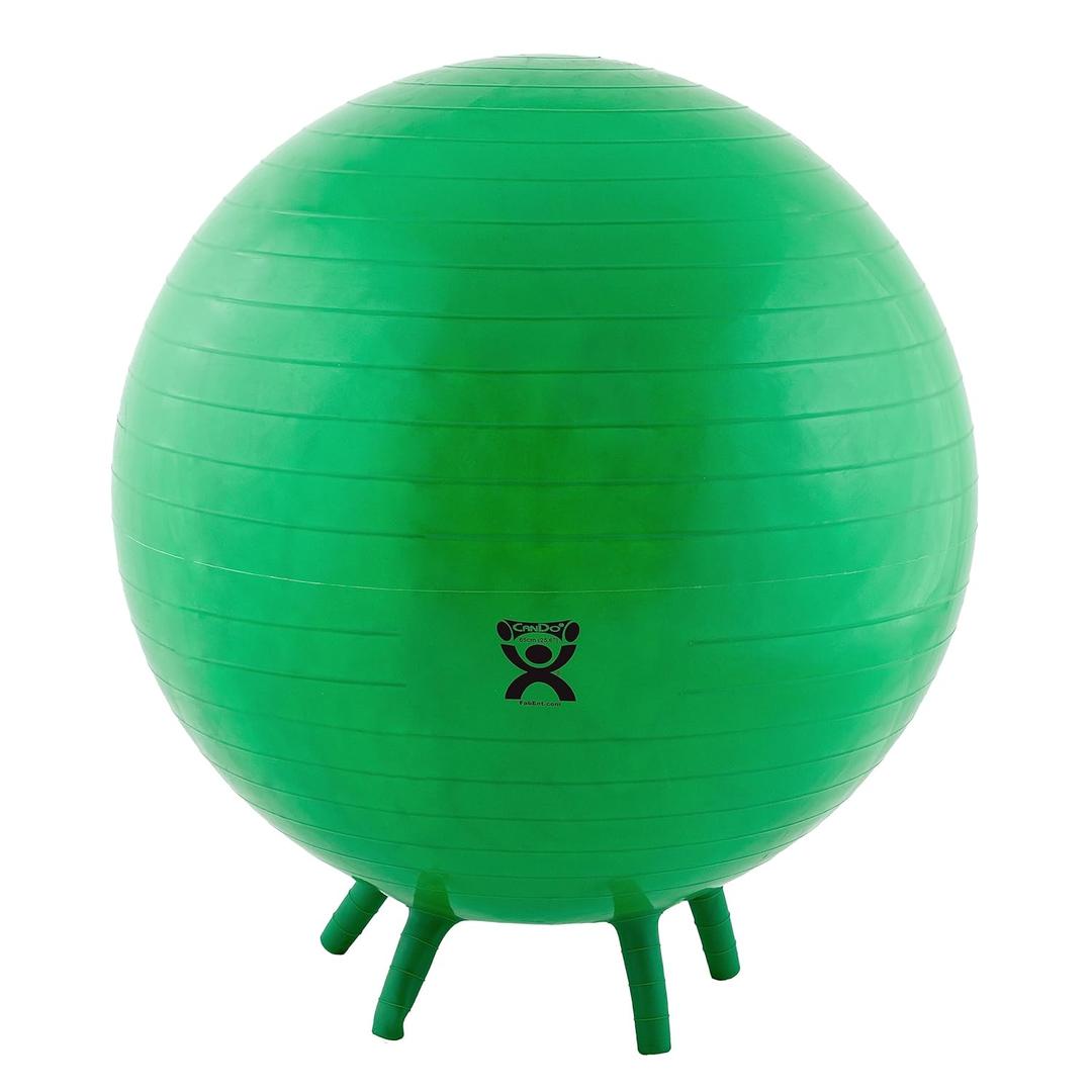 CanDo 30-1893 Non-Slip Inflatable Exercise Ball with Stability Feet for Exercise, Workout, Core Training, Stability, Yoga, Pilates, Balance Training Gym, Office, Home,Classroom. Green, 26