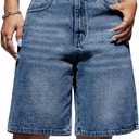 EMMIOL Women Jorts Baggy Jeans Jorts Outfits Mid-Low Waisted Denim Y2K Shorts Summer Hot Short Pants Streetwear (XXXL)