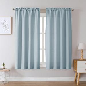 Chyhomenyc Bennet Aqua with Greenish Tone Curtains 63 Inch Length 2 Panels, Light Filtering Faux Linen Textured Rod Pocket Window Treatment Drapes for Living Room Bedroom, Each 40" Wx63 L