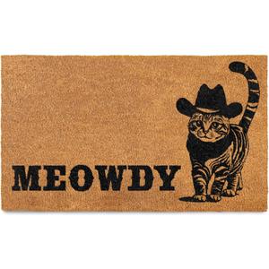 MAINEVENT Meowdy Doormat 30x17 Inch, Cat Front Door Mat for Covered Outdoor Area, Black Cat Welcome Mats for Front Door Gift, Coir Outdoor Doormat (1'5" x 2'6" (Rectangular))