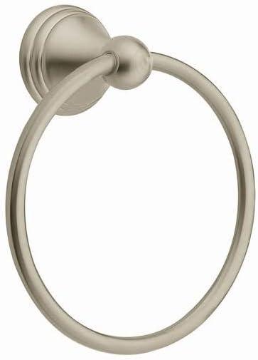 Moen Preston Collection Spot Resist Brushed Nickel 7-inch Bathroom Hand Towel Ring, Wall Mounted Towel Hanger, DN8486BN (1 Count (Pack of 1))