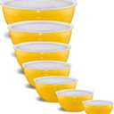 Yellow Mixing Bowls With Airtight Lids,Stainless Steel Bowl,Salad Bowls 7 Piece Colorful Nesting Bowl Yellow Kitchen Accessories,Size 7,3.6,2.7,2.1,1.5,1.1,0.8QT Stackable Design