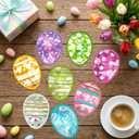 Motipuns 32 Pcs Easter Suncatchers Craft Bunny Egg Ornaments Easter Craft Kit Stained Glass Tissue Paper Bulk Spring Window DIY Art Gift for Home Creative Activities Party Decoration(Vivid)