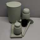 Sage Green Bathroom Accessories Set with Small Trash Can 3 Liter/0.8 Gallon,Toothbrush Holder,Soap Dispenser,Vanity Tray,Toilet Brush and Holder Green 5PCS