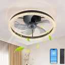 LUDOMIDE Flush Mount Ceiling Fan, Ceiling Fans with Lights and Remote, 6 Winds Speeds, 20” Low Profile Ceiling Fan 3000-6000K Dimmable LED Light for Bedroom, Living Room, Dining Room and Kitchen LL-1215-01