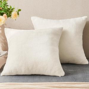 BEDELITE Velvet Pillow Covers 26x26 with Zipper, 2 Pack Super Soft Square Pillow Covers for Bedroom, Sofa, Couch,Luxury Cozy Fleece Pillowcases for All Seasons(26x26 Inches, Off White)