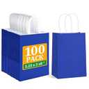 BagDream Royal Blue Gift Bags with Handles Bulk 100Pack 5.25x3x8 Inch Small Kraft Paper Bags for Wedding, Party Favors, Business, Retail, Blue Paper Gift Sacks