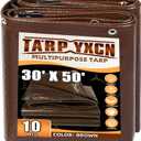 Brown Tarp 30x50 Feet, 10 Mil Thick Waterproof Poly Tarps