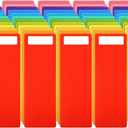 TaoBary 60 Pcs Library Book Dividers with Stickers 4 x 12 Inch Library Shelf Marker Assorted Color Comic Book Markers Plastic Dividers to Organize Home Teaching Supplies, 12 Colors