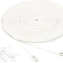 Amazon Basics Cat 6 Ethernet RJ45 10Gbps Flat Cable 100 ft Outdoor&Indoor White Solid Patch Cord with Clips for Router, Modem, PS4/5, Xbox, Gaming, Computer Network for High Speed LAN Internet