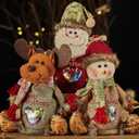 Christmas Gift Bags with Zipper 3PC Adorable Reusable Fabric Gift Bags for Christmas Party Favors Holiday Decor Candy Apples Storage Eco-Friendly Gift Packaging