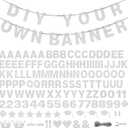131 PCS Custom Banner Glitter DIY Letter Banners Personalized Banner for Birthday Congratulations Wedding Party Silver