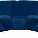 ULTICOR 7-Piece L Shape Sectional Sofa Cover Set, Velvet Stretch for 5 Seat Reclining Couches, Thick, Soft, Washable (Navy)