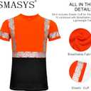 SMASYS Work Safety T Shirts for Women, High Visibility Reflective T-Shirt, Hi-Vis Construction Workwear (Orange, XXL)