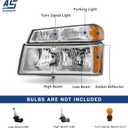 AS Headlights Assembly Compatible with 2004 2005 2006 2007 2008 2009 2010 2011 2012 Chevy Colorado/GMC Canyon, 2006-2008 ISUZU I-Series, Chrome Housing Amber Reflector, Pair