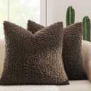 MIULEE 20x20 Inch Decorative Pillow Covers for Couch Bed Set of 2 Textured Boucle Neutral Throw Pillow Covers Brown Tobacco Accent Solid Vintage Pillowcases Sofa Living Room Home Decor