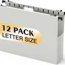 Extra Capacity Plastic Hanging File Folders,12 Pack Reinforced Hang Folder,Heavy Duty 7 Inch Expansion,Filing Cabinet Folders Letter Size for Bulk Files/Medical Charts(Glacier Gray)