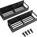 Yosoo 4PCS Magnetic Rack for Refrigerator with 4 Removable Hooks, Strong Magnetic Shelf for Holding Jars Bottle, Fridge Organizer Storage, No Drilling Required (Black)