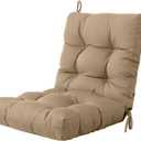 BLISSWALK Outdoor Chair Cushions,40"x20"x4",Low BackTufted Thick Outdoor Wicker Lawn Seat Cushion with Ties for Patio Furniture,Light Brown