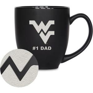 Rico Industries NCAA #1 Dad 15oz Laser Engraved Matte Black Ceramic Bistro Mug - for Hot or Cold Drinks