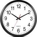 Bernhard Products Black Wall Clock Silent Non Ticking - XL 18 Inch Quality Quartz Battery Operated Round Easy to Read Home/Office/Classroom/School Clock