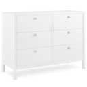 Delta Children Brooks 6 Drawer Dresser with Interlocking Drawers (Includes 3 Sets of Knobs  Choose from Natural, Brushed Nickel & Melted Bronze), Bianca White