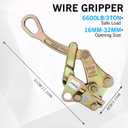 Zipline Tensioning Kit with Cable Grip Steel Wire Puller 3 Ton (6600 LB), Hand Cable Winch Puller 10Ft,2 Hooks,Tree Sling for 3/16-1/2 in Wire Rope Setup, Zipline Cable Tensioner Kit