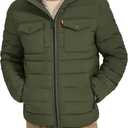 Levi's mens Water Resistant Performance Stretch Hooded Puffer Jacket (Large, Olive)