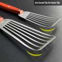 2 Pack Fish Spatula Turner, Stainless Steel Slotted Spatulas for Flipping, Turning, Frying & Grilling, 3"x6"+4"x8" Metal Slotted Spatulas, Wooden Full Tang Handle & Curved Blade