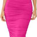 IHOT Women's Mock Neck Sleeveless Mesh Back Slit Ruched Bodycon Wedding Guest Cocktail Evening Party Midi Dresses Global Recycled Standard, Small