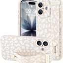 OOK Compatible with iPhone 17 Leopard Case with Wrist Strap, White Leopard Cheetah TPU Shockproof Protection Slim Cover with Camera Protection for Women Girls, for 6.3inch
