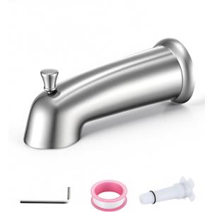 Slip On Bathtub Spout with Diverter, Extra Long 6 Inch Bathtub Spigot, Shower Spout with PTFE Tape & Hex Wrench, Fits for 1/2" IPS Threads,Brushed Nickel