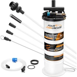 FOUR UNCLES 6.5L Fluid Extractor - Pneumatic/Manual Vacumm Oil Extractor with Pump Tank Remover & 5 Tubes for Engine Oil Change and a Bleeding Hose with Universal Adpater for Brake Bleeding (6.5L Manual/Pneumatic New)
