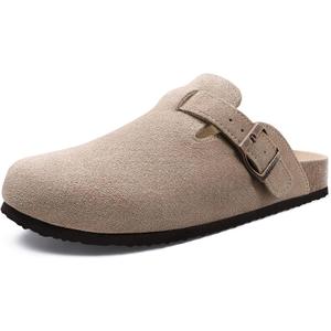 Genuine Suede Clogs for Women Men Soft Cork Footbed Leather Mules Comfort Potato Shoes with Arch Support (7.5-8 Women/6-6.5 Men, Taupe) Genuine Suede Clogs for Women Men Soft Cork Footbed Leather Mules Comfort Potato Shoes with Arch Support (7.5-8 Women/6-6.5 Men, Taupe)