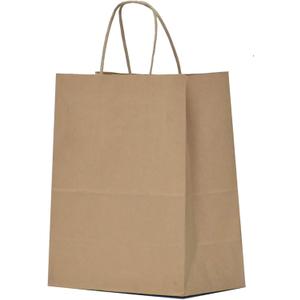 Qutuus Medium Gift Bags with Handles 8x4.5x10 Inch 100 pcs Brown Gift Bags Bulk, Kraft Paper Bags, Brown Paper Bags for Shopping, Wedding, Retail, Party Favor, Small Business