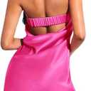 Floerns Women's Cut Out Back Strapless Satin Tube Bodycon Mini Dress, Pink Large