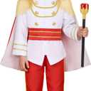 Nuehoryu Prince Charming Costume for Kids Boys Royal Prince King Dress Up (Red, 5-6 Years)