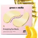 grace & stella Award Winning Under Eye Mask - Travel Essentials - Birthday Gifts for Women - Gel Eye Patches for Dark Circles, Puffy Eyes, Wrinkles, Undereye Bags - Vegan Self Care (48 Pairs, Gold)