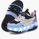 Nsasy Kids Roller Shoes Boy Girl Sneakers with Wheels Become Sport Sneaker with Led for Christmas Birthday Children Show Gift, Size 31