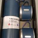 Coffee Thermo Bottle -Vacuum-Insulated Stainless Steel Travel Mug, 16oz Insulated Bottle with Cup for Hot & Cold Drink Travel Mug(Blue, Three Cup) (16.9 Ounces)