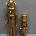 2 Pcs Christmas Nutcracker Ornaments Neutral Nutcracker Figures 10'' 15''Christmas Decor Ornament Soldier Festive Collectible Gift for Table Fireplace Shelf Desktop(Gold,Wooden)